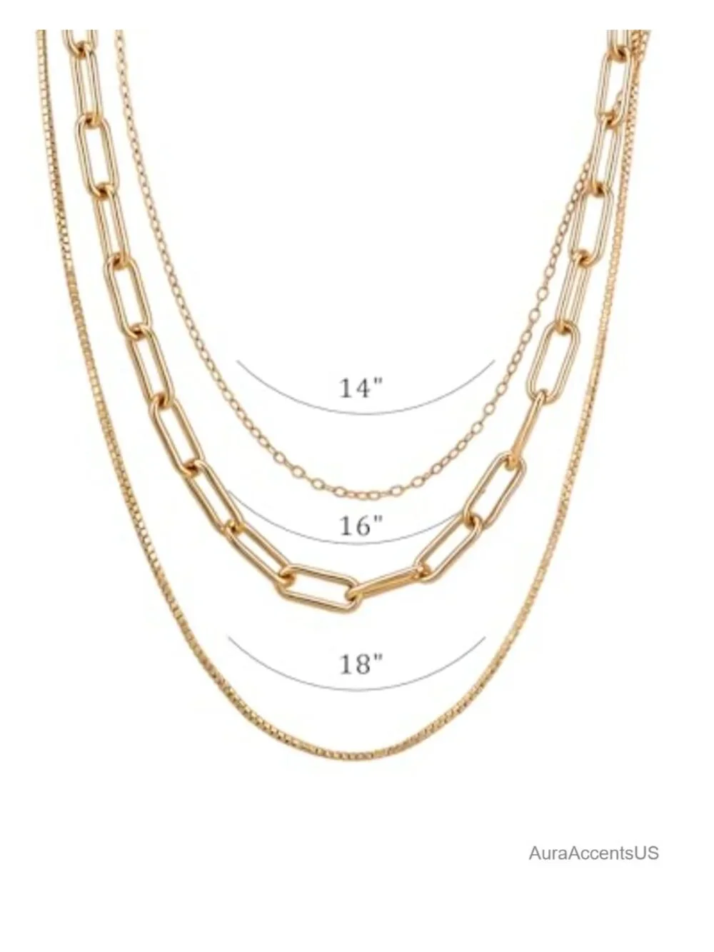 14K Gold Plated Layered Necklace for Women Adjustable Three Layer Choker